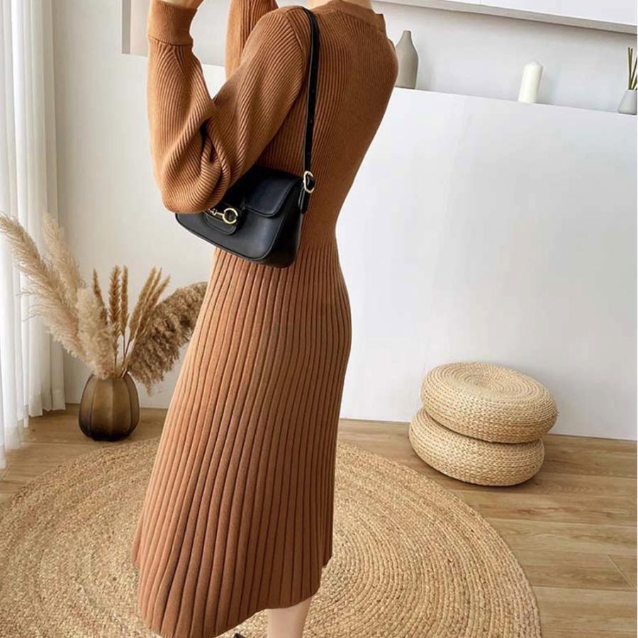 ワンピース | リブニット レディース 秋冬