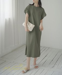 ミディアム | ワンピース Tシャツ レディース カットソー 無地 半袖 膝丈 サマー 40代 カジュアル 夏ワンピース 20代 30代 春 Aラインワンピース 夏 ゆったり 秋 落ち感