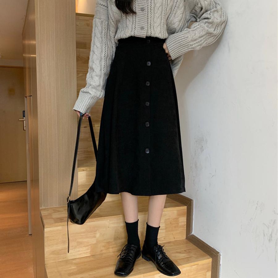 フレアスカート | ミモレ丈スカート ボトムス スカート 女性 スカート 春秋冬 レディース ファッション 後ろウエストゴム