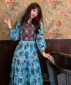 マキシ | ワンピース 七分袖 レディース 夏服  秋服 ロングワンピース マキシ丈 Vネック 民族風 エスニック風 体型カバー カジュアル お洒落 レトロ ハイウエスト