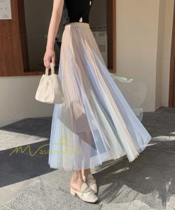 スカート | レディース チュール春夏 コーデ ウエストゴム ロングフレア着痩せ 通勤 配色 マキシ カジュアル 上品 20代30代40代50代