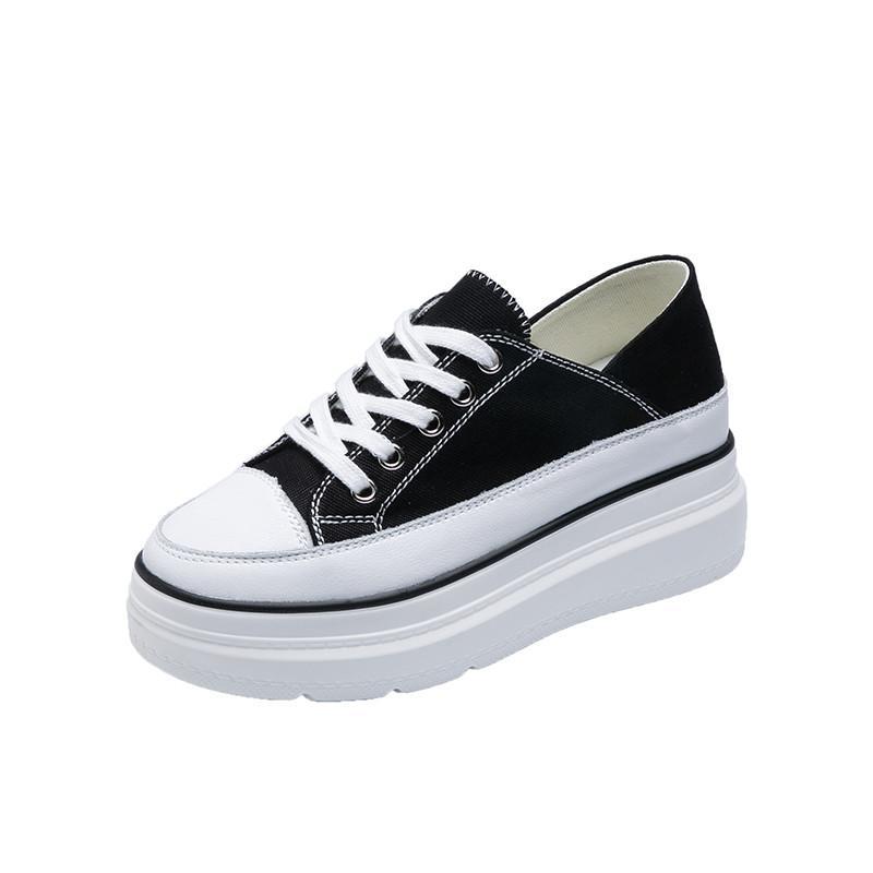 スニーカー | 厚底シューズ キャンバス厚底レディース レースアップ ラウンドトゥ 滑り止めソール ウォーキングシューズ スニーカー スポーツ