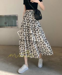 スカート | フレアロング レディース シフォンシフォン マキシマキシ 無地 体型カバー ウエストゴム マキシ丈 ひざ下 花柄 上品 膝下