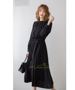 マキシ | プリーツワンピース ワンピース レディース ロングワンピース ミモレ丈 秋物 長袖 長袖ワンピース お呼ばれワンピース 大人 揺れる 二次会 シャツワンピース