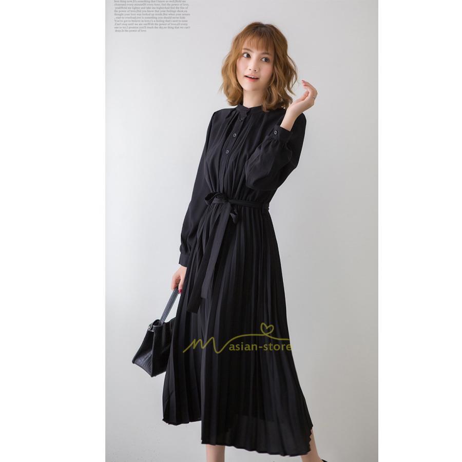 マキシ | プリーツワンピース ワンピース レディース ロングワンピース ミモレ丈 秋物 長袖 長袖ワンピース お呼ばれワンピース 大人 揺れる 二次会 シャツワンピース