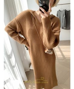 ニットワンピース | ワンピース 春 春服 レディース 長袖 ゆったり 秋 冬 ロング丈 可愛い おしゃれ 韓国風 着痩せ お出かけ 暖か 体型カバー 韓国ファッション