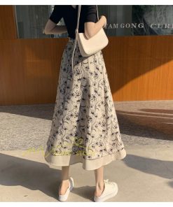 スカート | フレアロングレデイース リネンウエストゴム 綿麻混 マキシマキシ リゾート 体型カバー 上品 重ね着風