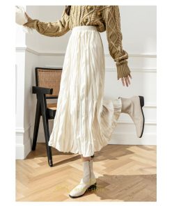 スカート | ロング 秋 秋服 レディース ボトムス ロングフレア プリーツ裏地付き キレイめ オシャレ 着痩せ 可愛い ウエストゴム フェミニン