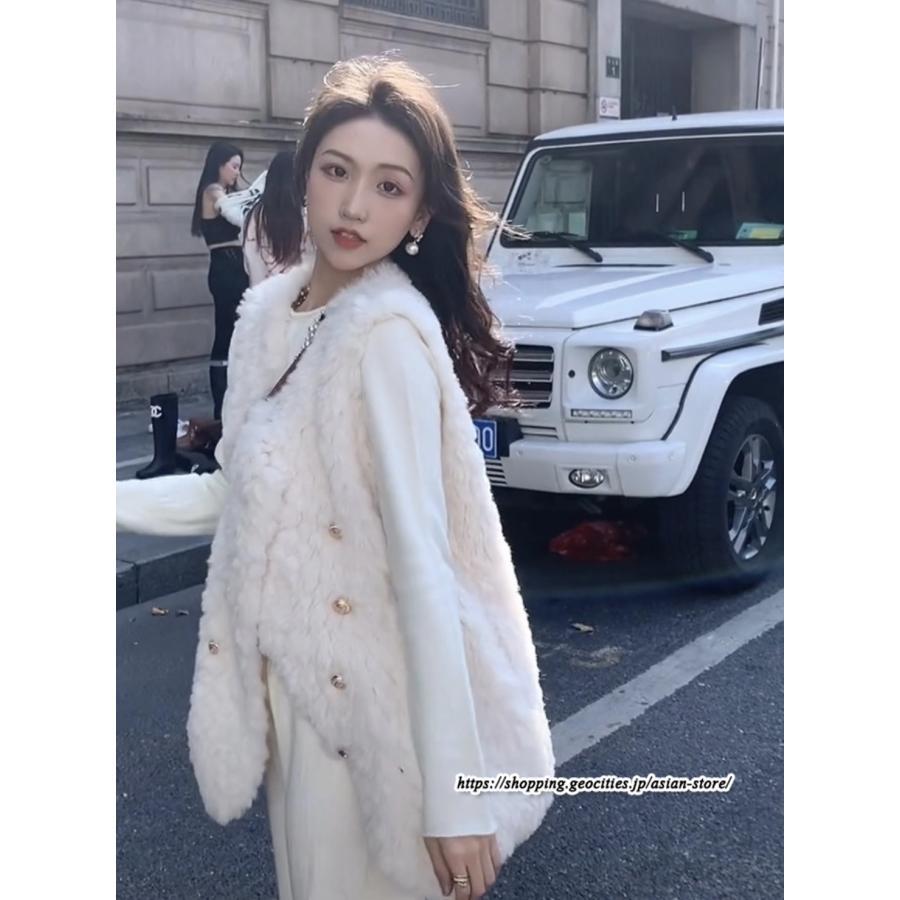 ベスト | ボリュームフェイクファーファー毛皮レディース 冬 フェイクファー 毛皮コート アウター ノースリーブ ふわふわ ジレ 前開き 秋冬