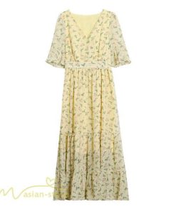 ミディアム | ワンピース Aライン レディース 着痩せ 上品 カジュアル Vネック カジュアル 春 夏 花柄 きれいめサマー ワンピース 通勤 通学 ソフト 膝丈 大人 お出かけ