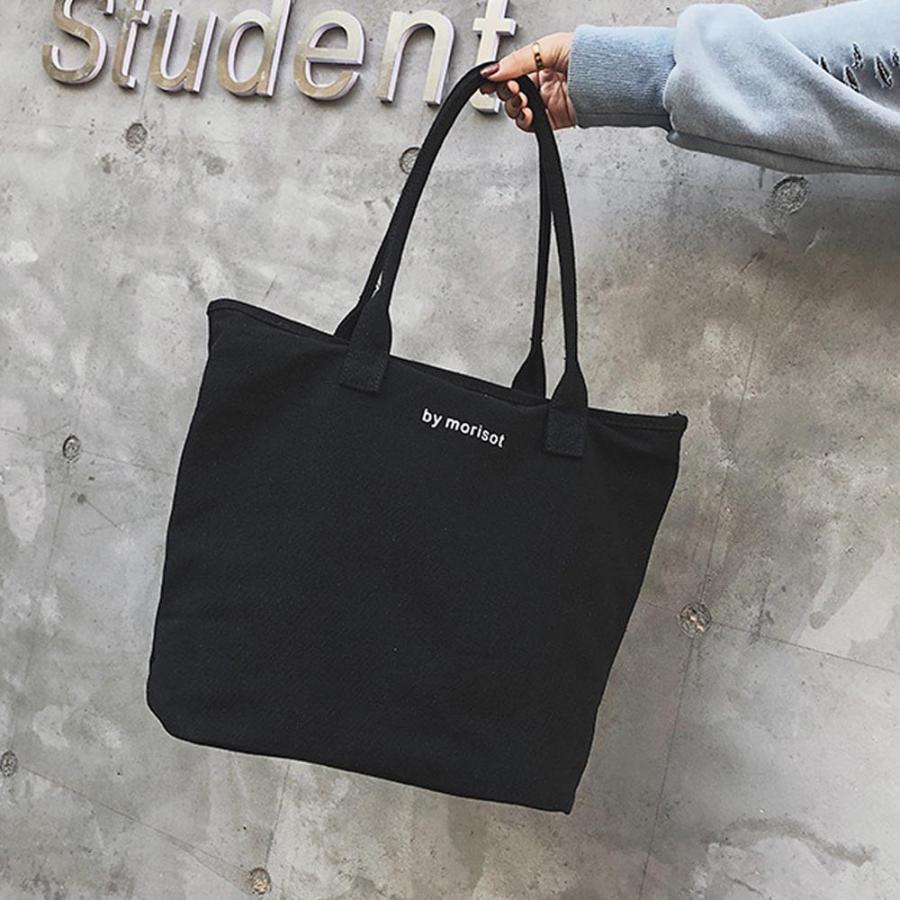 ハンドバッグ | カジュアル ファスナー付き トートバッグ キャンバス レディースバッグ 鞄 ロゴ