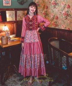 マキシ | ワンピース ロング 着やせ効果抜群 夏秋 長袖 他と被らない 刺繍 上品 きれいめ ロングワンピース マキシワンピ 舞台 演出 パーティー ダンス