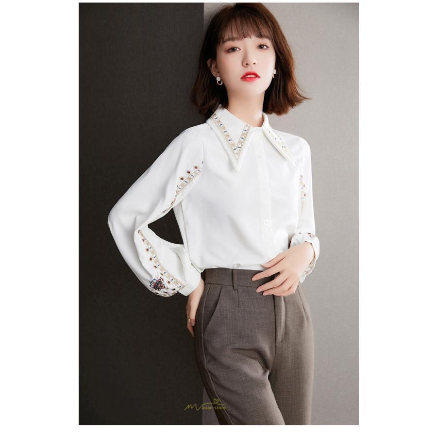 シャツ・ブラウス | ブラウス レディース シャツ トップス 白 長袖シャツ オフィス カジュアル おしゃれ シフォン 通勤 通学 オシャレ 上品 秋服 ナチュラル 可愛い キレイめ