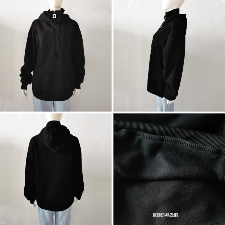 パーカ | 体型カバー オーバーサイズ レディース ロゴ フード付きパーカー トップス 裏起毛 トレーナー ロング丈 カジュアル