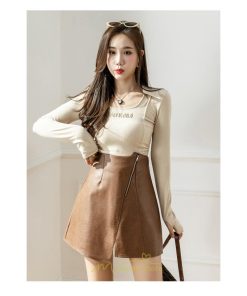 スカート | レザーレディース ミニタイト 秋 冬 PU Aライン ハイウエスト おしゃれ スリット フェイクレザー 可愛い 着痩せ オシャレ