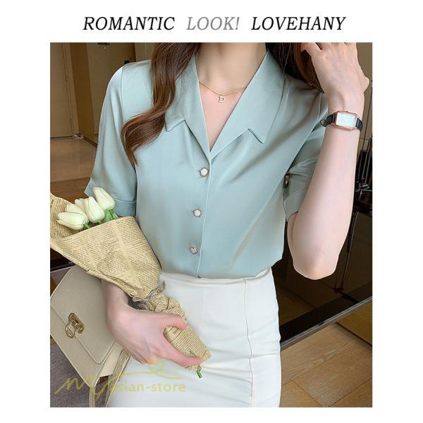 シャツ・ブラウス | シャツ Tシャツ ブラウス レディース 無地 半袖 春 夏 トップス 秋 Vネック フォーマル オフィス 可愛い おしゃれ カジュアル サマー トップス 秋 半袖シャツ