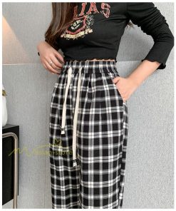 ワイドパンツ | レディース パンツ ゆったり 秋冬 コーデ カジュアル チェック柄 20代 30代 着痩せ 体型カバーロング丈 お出かけ ウエストゴム 50代 40代