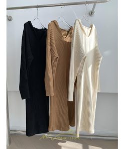ニットワンピース | ワンピース 春 春服 レディース 長袖 ゆったり 秋 冬 ロング丈 可愛い おしゃれ 韓国風 着痩せ お出かけ 暖か 体型カバー 韓国ファッション