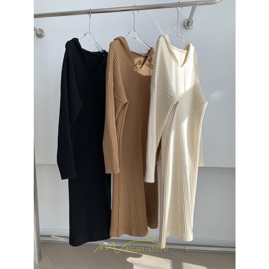 ニットワンピース | ワンピース 春 春服 レディース 長袖 ゆったり 秋 冬 ロング丈 可愛い おしゃれ 韓国風 着痩せ お出かけ 暖か 体型カバー 韓国ファッション