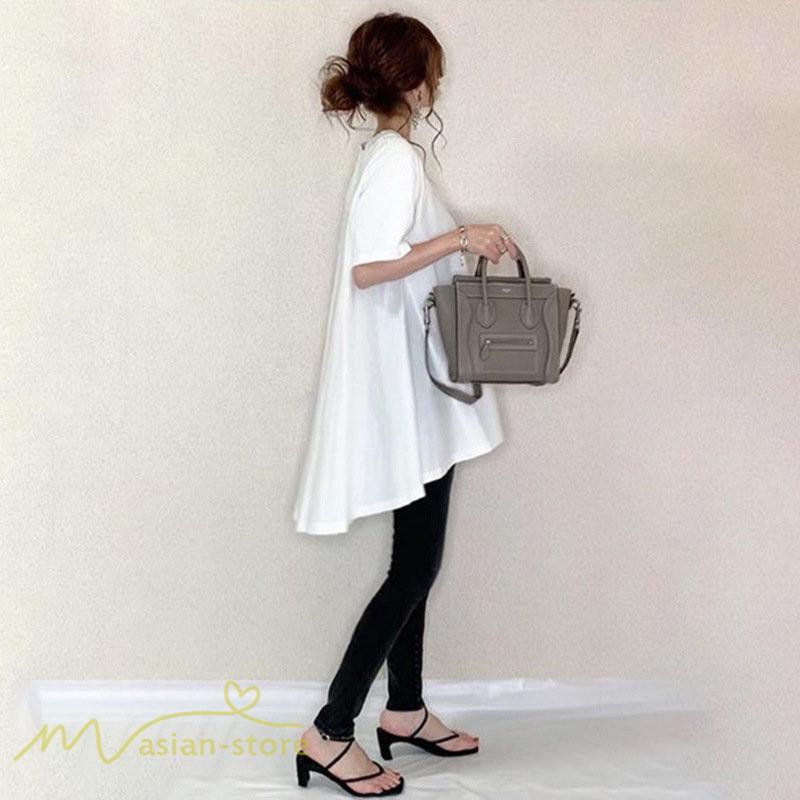 tシャツ・カットソー | Tシャツ レディース 半袖 カジュアル クルーネック おしゃれ 女性用 シンプル 無地 フレア カジュアル 可愛い トップス カットソー 4色 上品 フリーサイズ