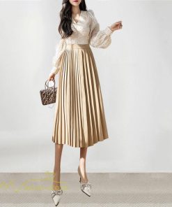 スカート | プリーツロング丈 ハイウエスト 春 着痩せ おしゃれ お誕生日 スカート夏 レディース ボトムス ロング膝下 ママ 通勤通学 大人 OL 母