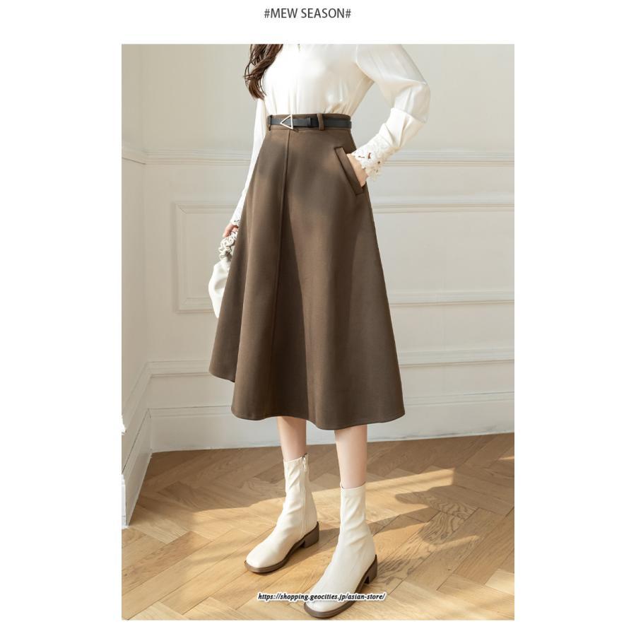 スカート | ロング レディース ロングフレア冬 ミモレ丈 暖かい ボトムス ロング丈 膝下 30代 40代 50代 通勤 ラシャ 暖か 通学 2022年秋冬