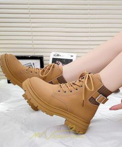 ショートブーツ | ブーツ レディース 軽量 歩きやすい おすすめ おしゃれ 編み上げ 太めヒール レザー風 走れる 痛くない 冬 秋 22.5cm-25cm 春 トレンド