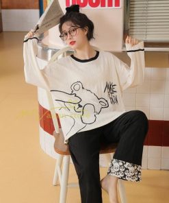 パジャマ　ルームウェア | パジャマ ルームウェア レディース 春秋 長袖 パジャマ 綿ルームウェア 20色 上下セット 可愛い ナイトウェア Tシャツ 寝巻き 室内着 ホームウェア ロングパンツ