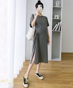 ワンピース | マタニティ妊婦服 レディース 無地 シンプル ゆったり 半袖 ゆるロングTシャツ クルーネック 薄手 マタニティウェア 夏 新作 お出かけ