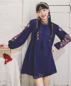 ミニ丈 | ワンピース レディース 長袖 夏秋 きれいめ 大人膝上 リゾート 花柄 おしゃれ 可愛い 通勤 お呼ばれ 綿麻 レトロ がーりー 甘め エスニック風 デート