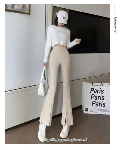 チノ・テーパード・ジョガー・スキニーパン | フレアパンツ レディース ハイウエスト センターシーム 韓国ファッション オフィス カジュアル 通勤 シンプル デイリー 春 秋 韓国 送料無料 冬 スリット