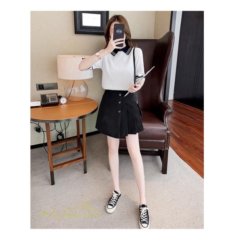 tシャツ・カットソー | レディース トップス Tシャツ 着痩せ ニット きれいめ 女性着 ポロ 着回し 学院風 5分袖 可愛い 配色切替 上品 サマー風 20代 アウトドア 夏コーデ 新作 人気