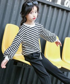 （子供）その他 | 長袖Ｔシャツ 女の子 秋 トップス セットアップ シンプル カットソー ボーダー柄 綿 おしゃれ 子供服 キッズ 洋服