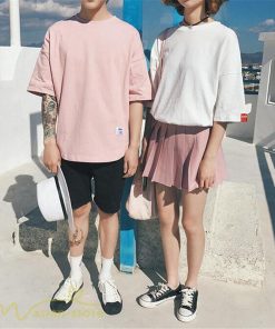 tシャツ・カットソー | Tシャツ カットソー 男女兼用 シンプル ゆったり 夏新作 サマー トップス レディース メンズ クルーネック おしゃれ 4色 黒 ピンク 白 カーキ 大きいサイズ