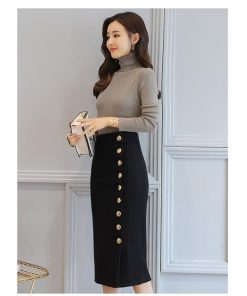 在庫ある | 短納期巻きスカート タイトスカート ハイウエスト 膝下丈スカート ビジネススカート フォーマルオフィス ラシャスカート エレガント 通勤 フェミニン OL 着痩せ