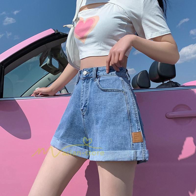 ショートパンツ | ゆったり Aライン デニム デニムパンツ ショートデニム ショーパン 短パン レディース ショート丈 ボトムス ロールアップショートパンツ パンツ