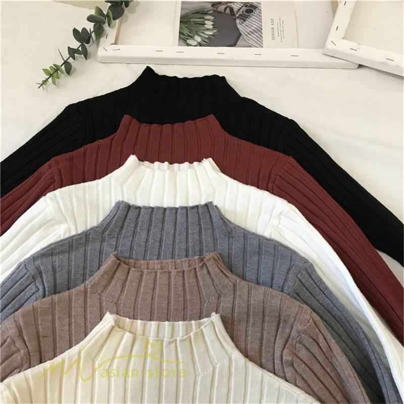 ニット・セーター | 秋 冬 ニット セーター 長袖 プチハイネック レディース トップス 無地 洗えるニット お洒落 シンプル トレンド ゆるシルエットインナー 上品 OL きれいめ 通勤