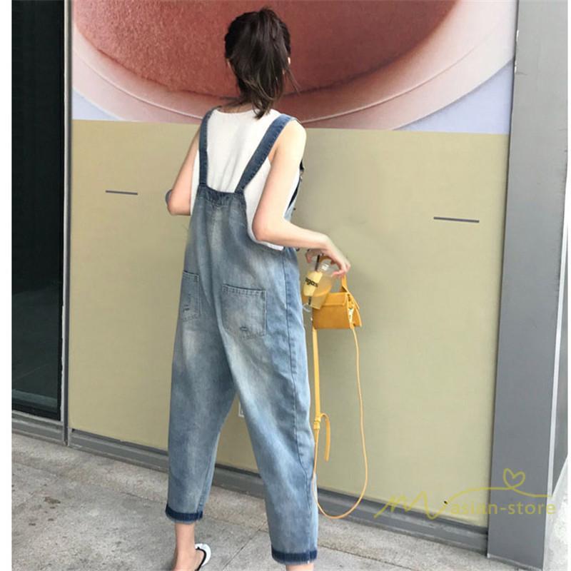 オーバーオール サロペット | サロペットパンツ オーバーオール デニム ゆったり ハイウエスト レディース カジュアル ヴィンテージ加工 無地 2020夏コーデ 復古風 デイリーコーデ