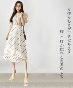 スカート | ロング 水玉 春夏 Aラインエレガント レディース 40代 ハイウェストボトムス 大人 通勤OL 体型カバー 20代 オシャレ30代 50代