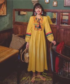 マキシ | ワンピース 個性的 ロングワンピース 細見えワンピース エスニック 綿麻 リゾート ワンピ 長袖 刺繍 カジュアル 大人 春夏秋 きれいめ 上品 ゆったり 体型カバー