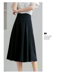 スカート | 膝丈 フレアレディース 春 夏 春夏 黒 シンプル ひざ丈 無地 ミモレ丈 秋 お出かけ リクルート 面接 通勤 就活 高級感 OL 上品　 オフィス