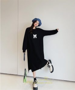 マキシ | スウェットワンピース ロングトレーナー ロングワンピース スウェット 裾スリット ゆったり 体型カバー 大きいサイズ 大人 秋冬 かわいい 20代30代 50代