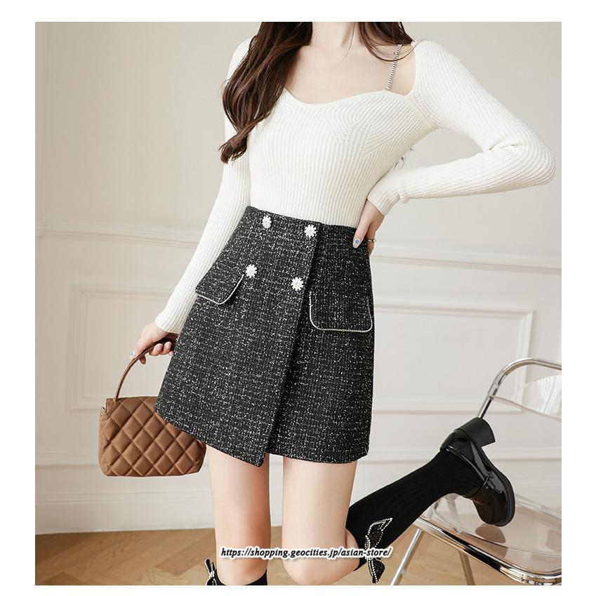 スカート | ミニレディース Aライン タイト ショート丈 キュロットラシャ 暖か カジュアル お出かけ 韓国風 2022秋冬 着回し 通勤 新作