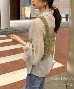 透かし編みトップス | タンクトップ スクエアネック ビスチェ