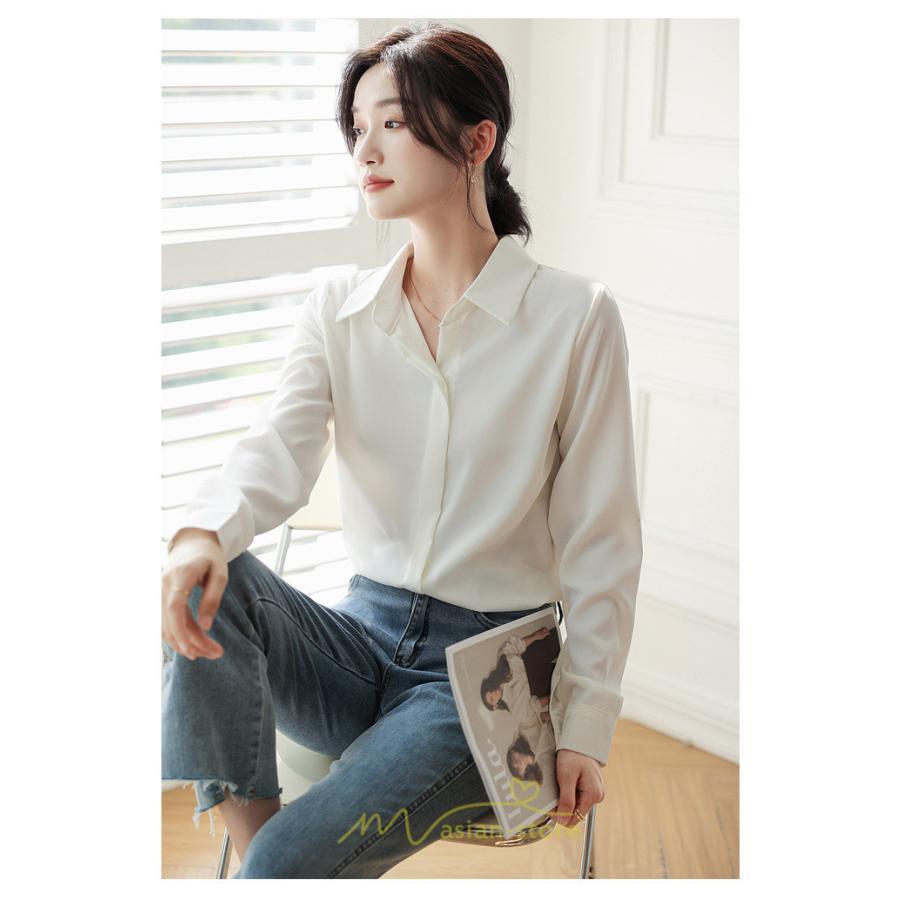 シャツ・ブラウス | ブラウス レディース オフィス 白 ホワイト おしゃれ 長袖 シャツカジュアル 制服 緑 グリーン シフォン 通勤 OL 二次会 上品 お仕事 デート お出かけ 女子会