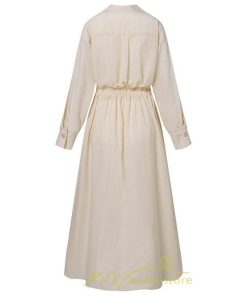 マキシ | 綿麻 リネン ワンピース ロング 長袖 無地 レディース ロング丈 体型カバー ゆったり 着痩せ ハイウエスト エレガント 通勤 デート 秋 お出かけ 春 冬