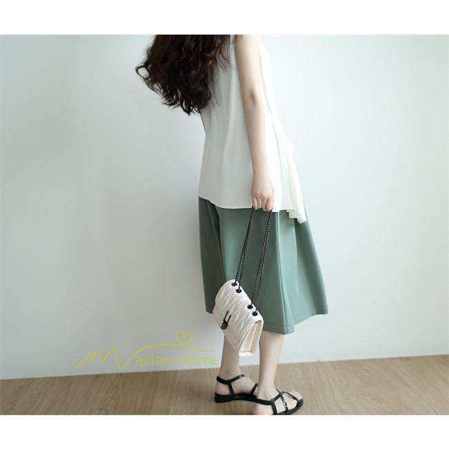 ワイドパンツ | ガウチョパンツレディース スカンツ スカーチョ リラックスパンツ 無地 ウエストゴム ゆったり シンプル 体型カバー おしゃれ ガウチョ ボトムス