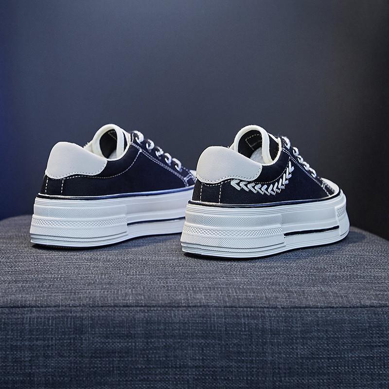 スニーカー | レディースシューズ レースアップ ローカット 厚底靴 履きやすい キャンバス カジュアルシューズ フラットシューズ