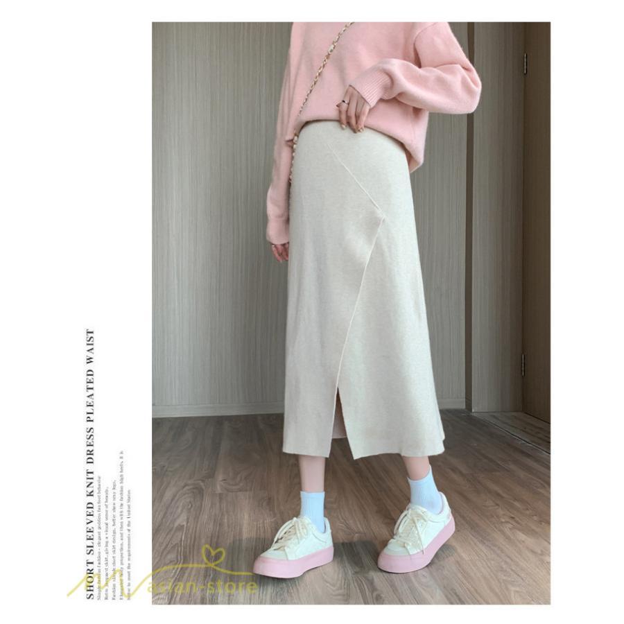 スカート | レディース マタニティウェア ロング丈 秋 冬 2022新作 妊婦服 裾口スリット 体型カバー ママ 産前 産後 ウエスト調整 マタニティきれいめ