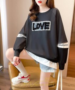 パーカー | トレーナー Tシャツ ロングT 切り替え スウェット トップス レディース 秋 冬 春 コーデ カジュアル お出かけ 丸ネック 可愛い ゆる 体型カバー